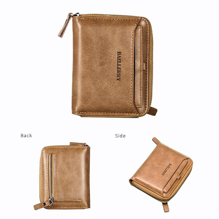 D3124 Short Pu Leather Wallet Zipper Retro Youth Small Wallet