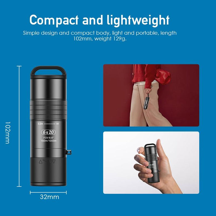 6X 0.3M Closest Focus Telescope Optics Lens Monocular For All Smartphones Black