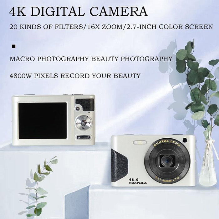 C8 4K 2.7-Inch Lcd Screen Hd Digital Camera Retro Camera - 30W Standard Version White