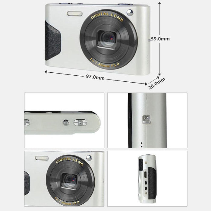 C8 4K 2.7-Inch Lcd Screen Hd Digital Camera Retro Camera - 30W Standard Version White