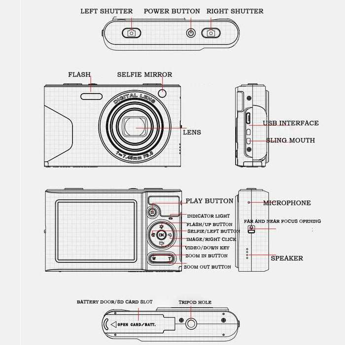 C8 4K 2.7-Inch Lcd Screen Hd Digital Camera Retro Camera - 30W Standard Version White