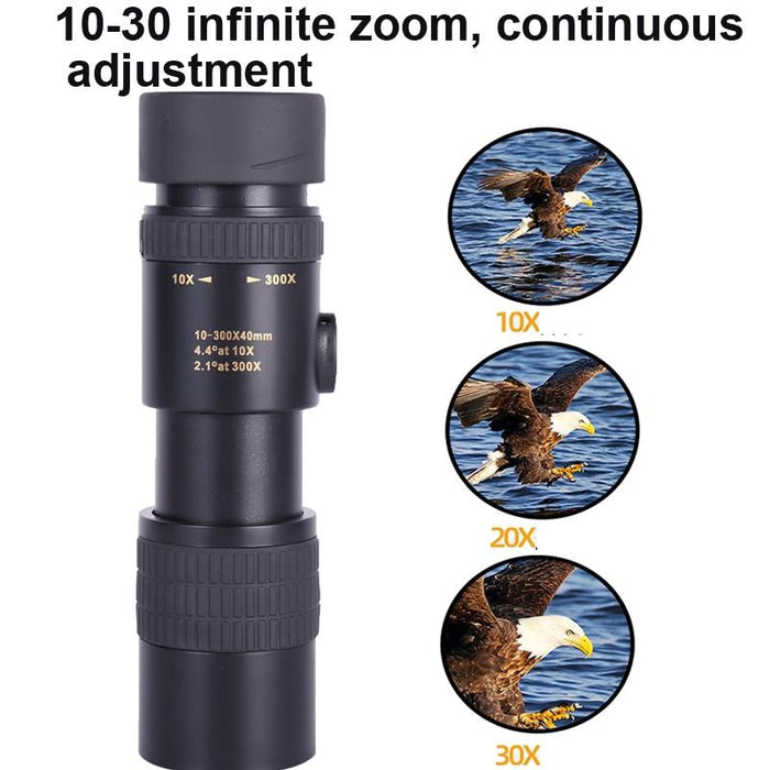 10-300X40 Monocular Hd Bak4 Prism Telescope - With Photo Holder & Tripod