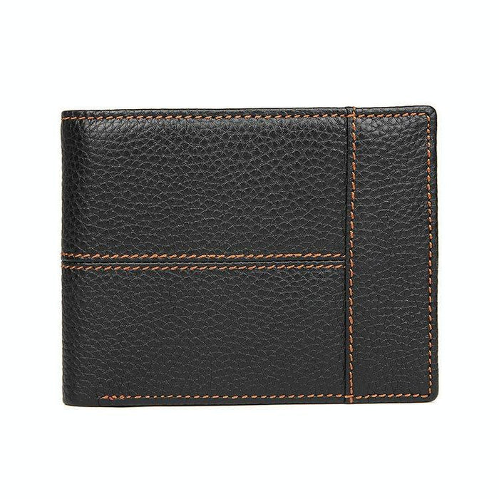 Retro Cowhide Leather Wallet Men's Short Portable