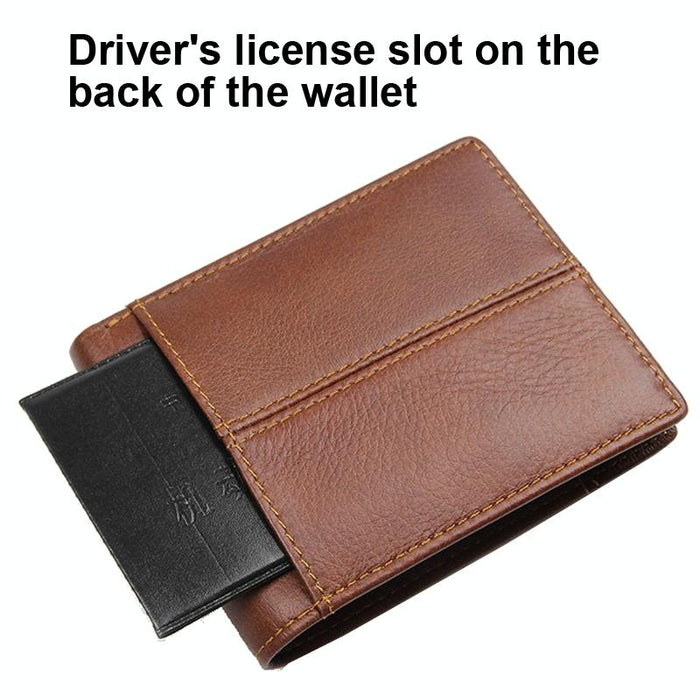 Retro Cowhide Leather Wallet Men's Short Portable