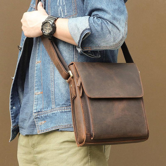 Rustic Leather Men Shoulder Bag