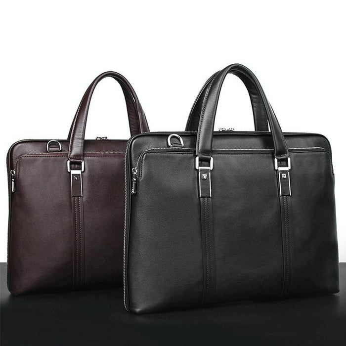 Lawyer Briefcase Messenger Bag in Business Cowhide Leather