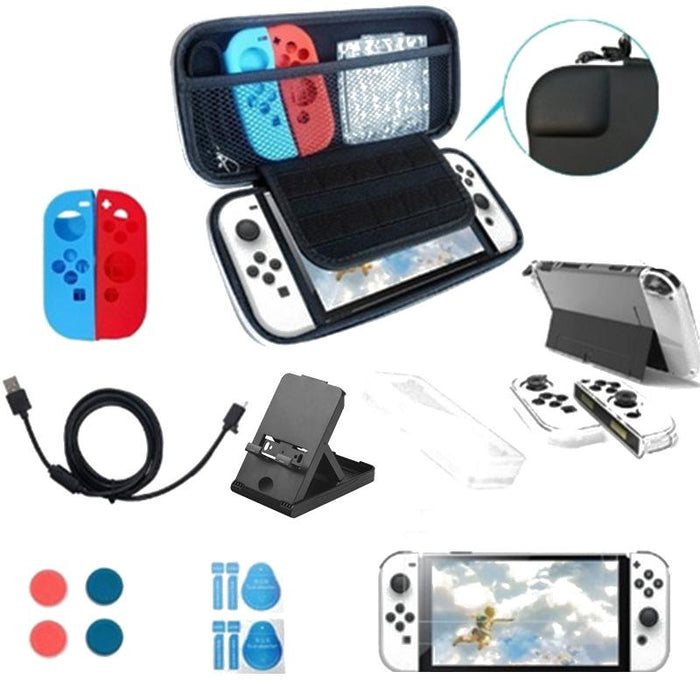 Switch Oled Console Bundle Crystal Shell Remote Tempered