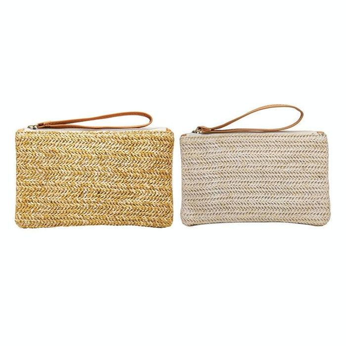 Straw Clutch Coin Purse Summer Beach Bag