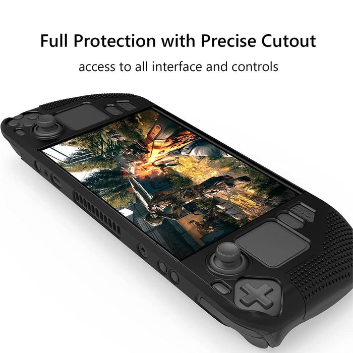 Game Console Silicone Case With Anti-Slip Particles For Steam Deck Black