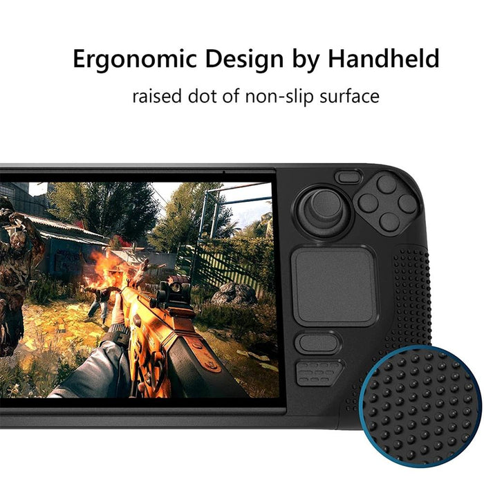 Game Console Silicone Case With Anti-Slip Particles For Steam Deck Black