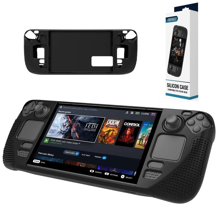 Game Console Silicone Case With Anti-Slip Particles For Steam Deck Black