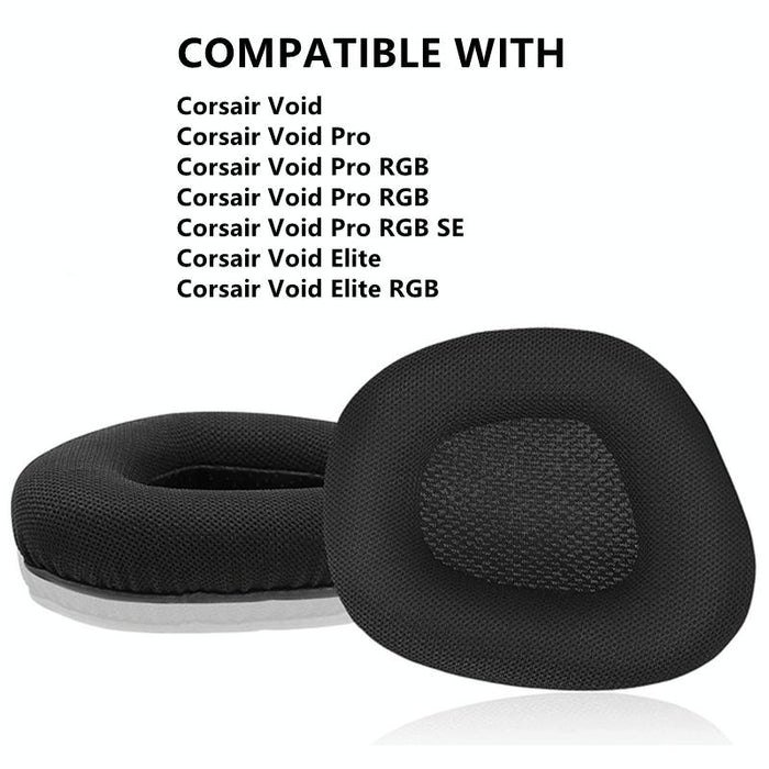 2 Pcs Replacement Earpads For Corsair Void Pro Elite - Black Protein Leather