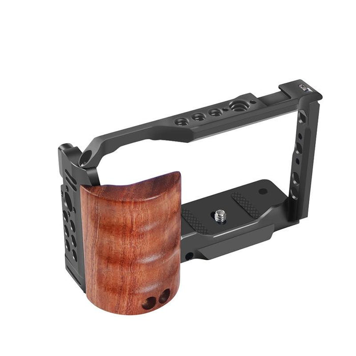 Alloy Rabbit Cage With Wooden Handle For Sony Zv-E10 Camera Black