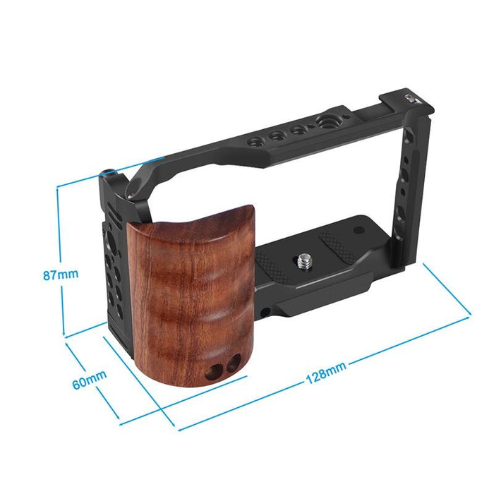 Alloy Rabbit Cage With Wooden Handle For Sony Zv-E10 Camera Black