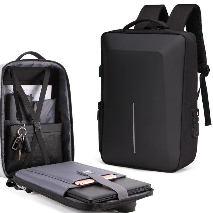 Anti-theft Hard Shell Backpack for Men - Black
