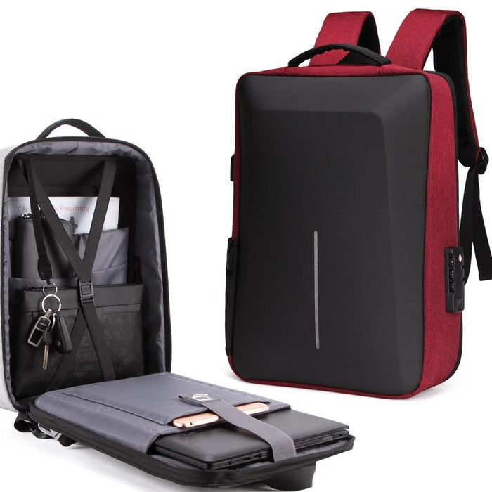 Anti-theft Hard Shell Backpack for Men with Alloy Frame