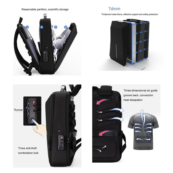 Hard Shell Backpack Alloy Frame Anti-theft Computer Bag