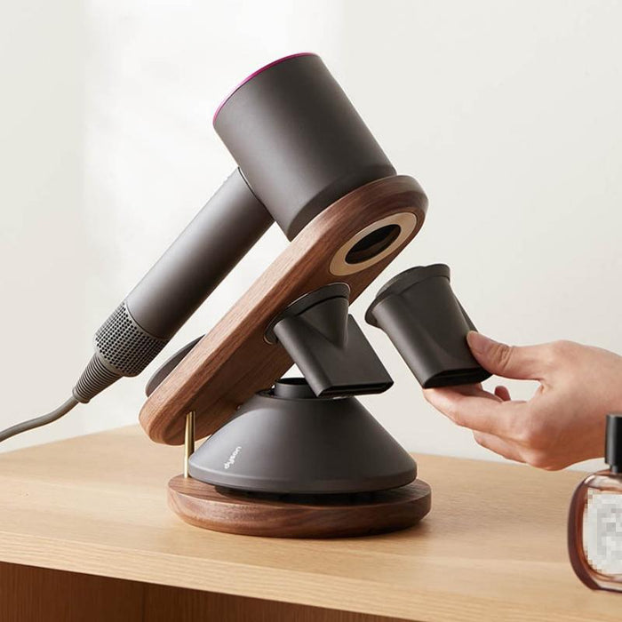 Solid Wood Hair Dryer Storage Bracket For Dyson Black Walnut