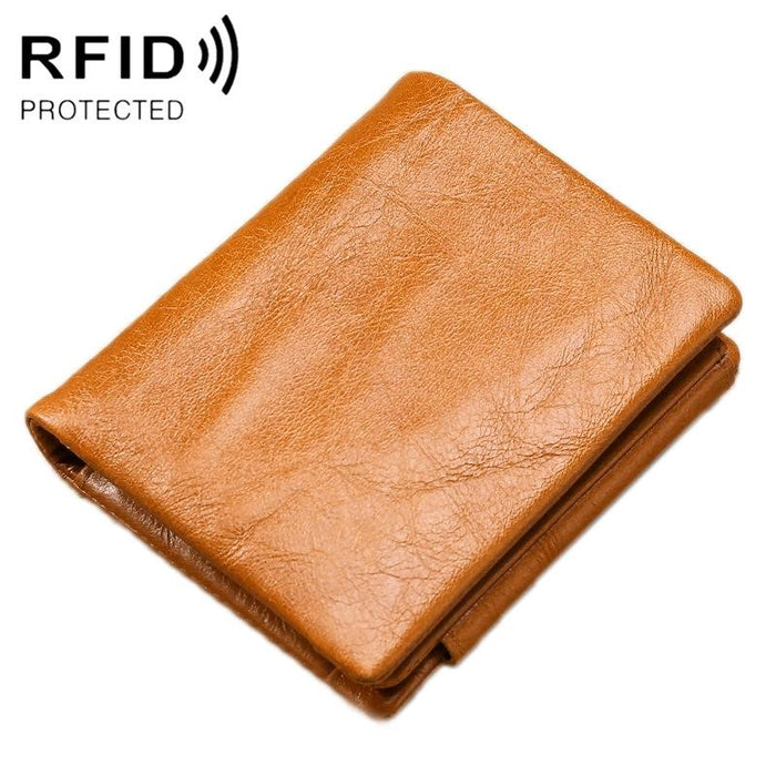 Rfid Genuine Leather Tri Fold Mens Wallet