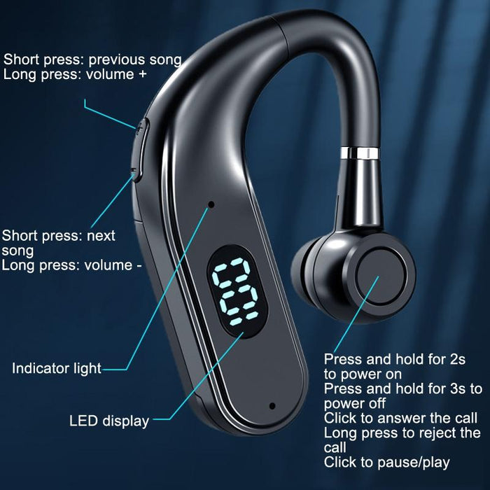 Bluetooth Business Hanging Ear Digital Display Led Sports Driving Headset X5 Standard