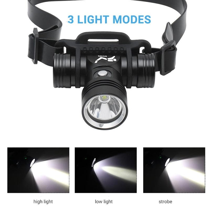 60M Underwater Headlamp For Scuba Diving