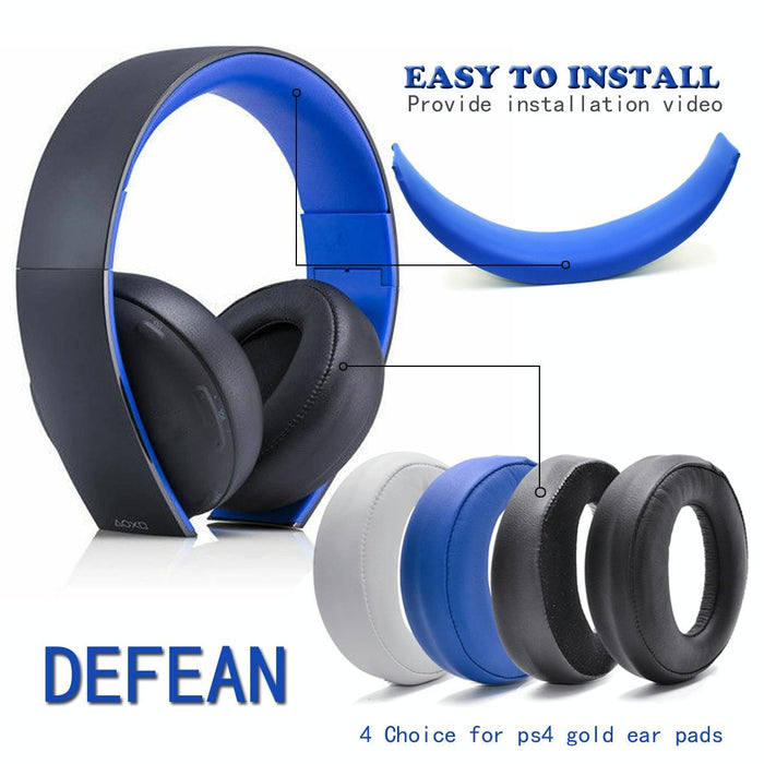 2 Pcs Headphone Sponge Cover For Sony Ps3 Ps4 7.1 Gold - White Earpads