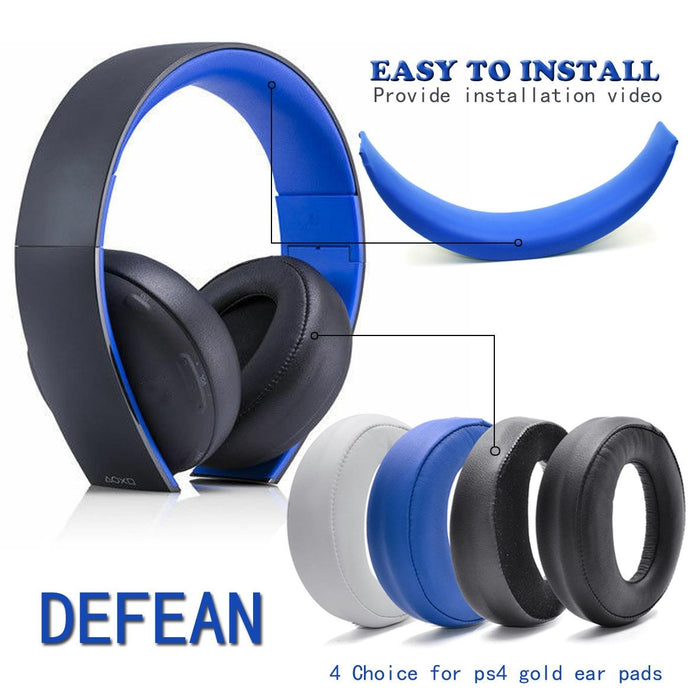 2 Pcs Headphone Sponge Cover For Sony Ps3 Ps4 7.1 Gold - Lamb Leather Earpads