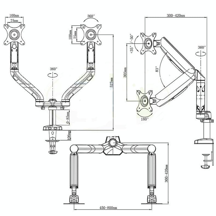 Computer Monitor Desktop Double Screen Air Pressure Lifting