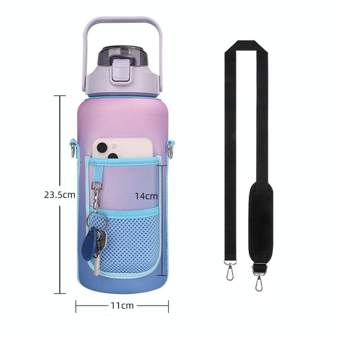 2L Gradient Colour Water Bottle Cover Case Sleeve With Strap Gradient Purple