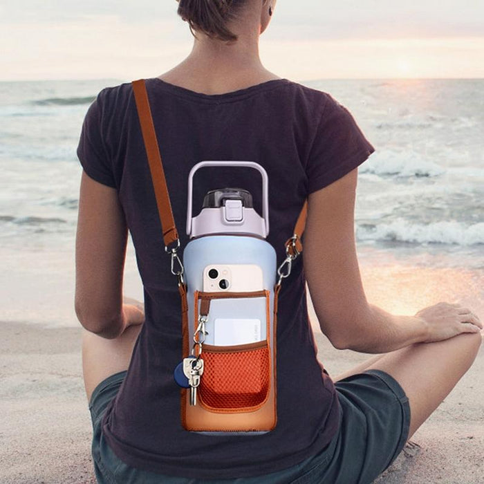 2L Gradient Colour Water Bottle Cover Case Sleeve With Strap Gradient Purple