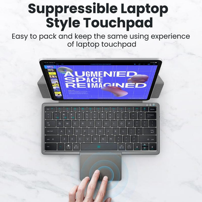 78-Key Portable Bluetooth Keypad With Hidden Touchpad & Pu Leather