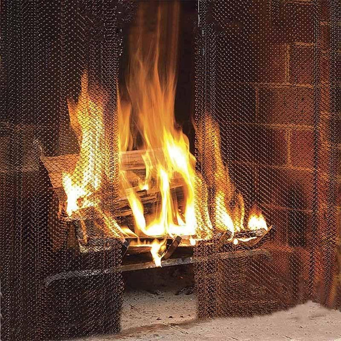 61x45.7cm Metal Mesh Fireplace Screen - Prevent Sparks