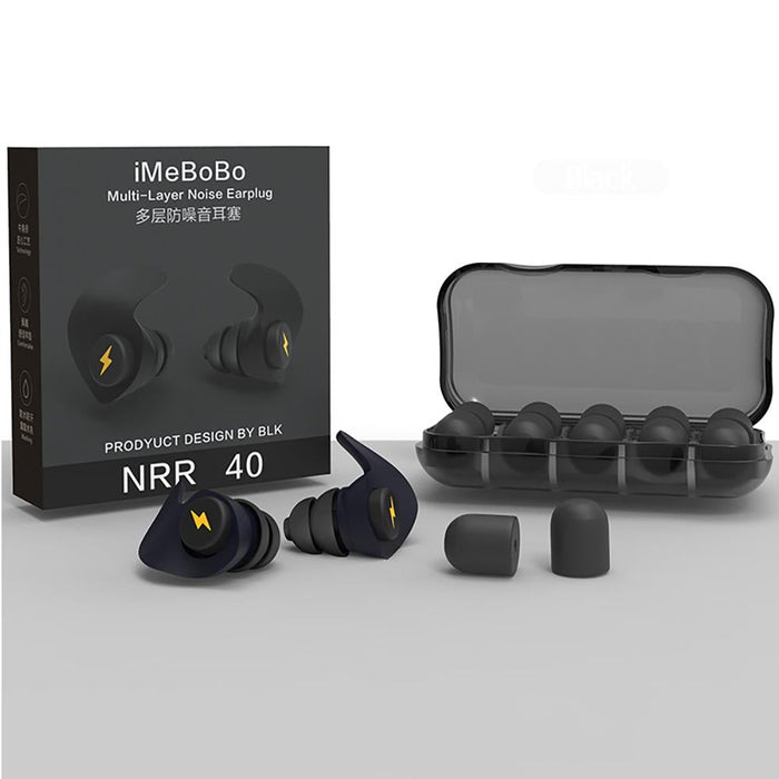 Black Soundproof Sleep Earplugs Noise Reduction