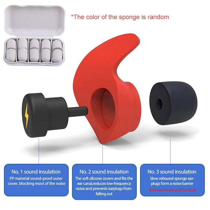 Black Soundproof Sleep Earplugs Noise Reduction