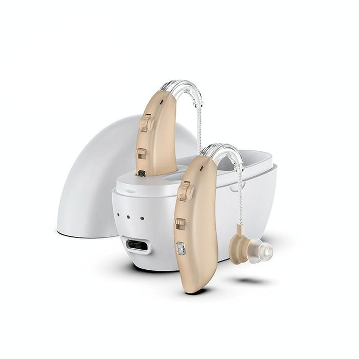 Rechargeable Hearing Aid Amplifier With Charging Pod Skin / White