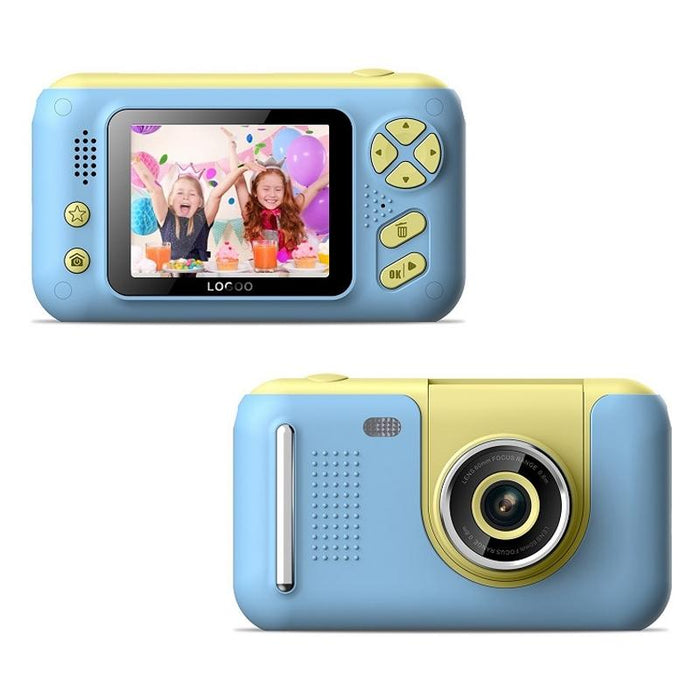 2.4 Inch Children Hd Reversible Photo Slr Camera - Yellow Blue