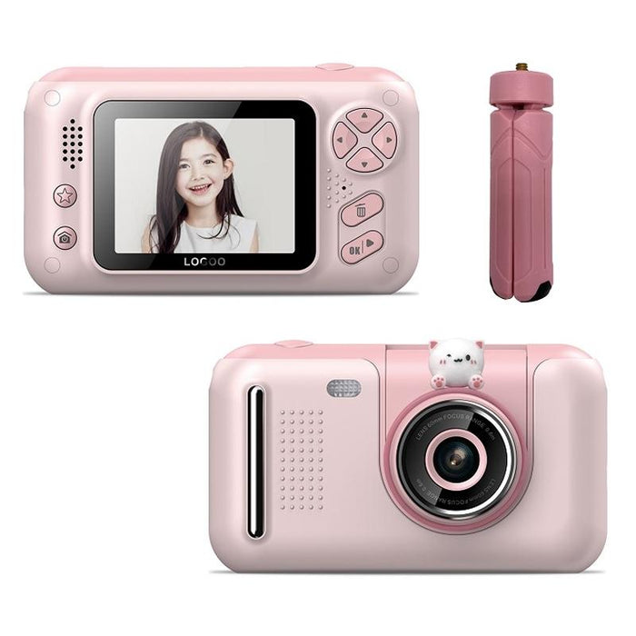 2.4 Inch Children Hd Reversible Photo Slr Camera - Pink With Bracket