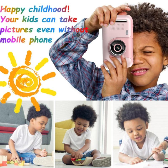 2.4 Inch Children Hd Reversible Photo Slr Camera - Yellow Blue & 8G Memory Card & Card Reader