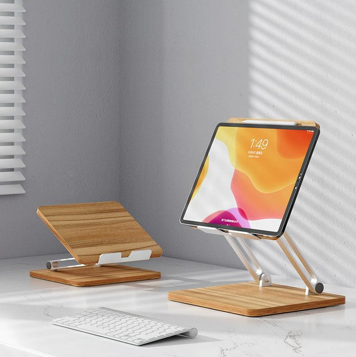 Desktop Liftable Wooden Tablet Laptop Support Stand Darkwood