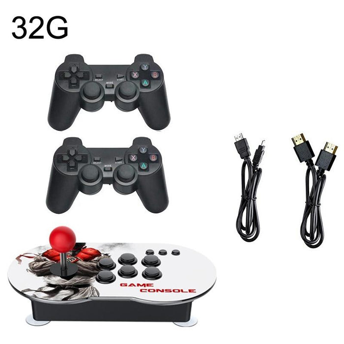 Tv Console Game Joystick Turret Hd 4K Game 3 Persons 32G Built-In 10000 Games & Wireless Handle