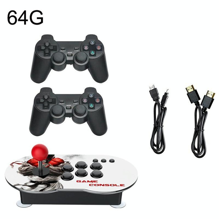 Tv Console Game Joystick Turret Hd 4K Game 3 Persons 64G Built-In 15000 Games & For Ps1 Game & Wireless Handle