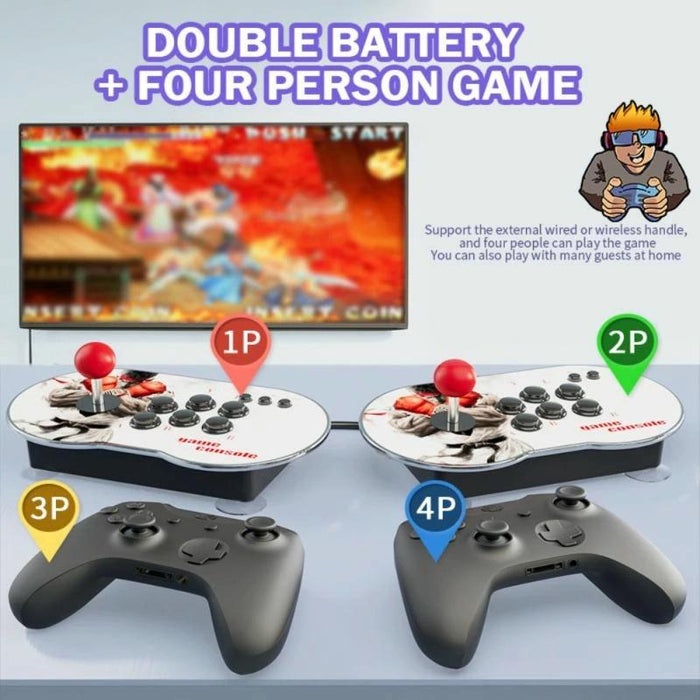 Tv Console Game Joystick Turret Hd 4K Game 3 Persons 64G Built-In 15000 Games & For Ps1 Game & Wireless Handle