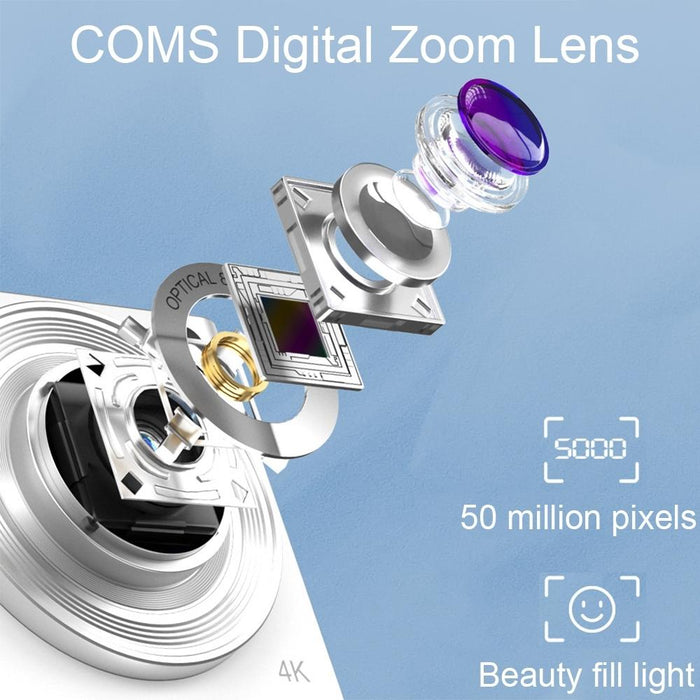 C13 2.88 Inch 4K 8X Optical Zoom Telescopic Lens Hd Digital Camera - White