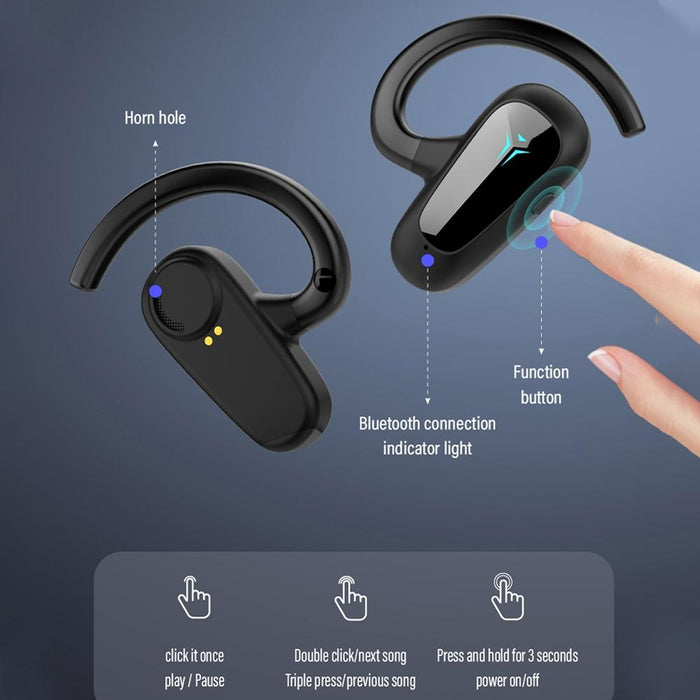 Bone Conduction Concepts Digital Display Stereo Bluetooth Earphones