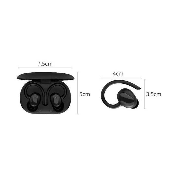 Digital Display With Charging Bin Hanging Ear Stereo Business Sports Bluetooth Headset Black