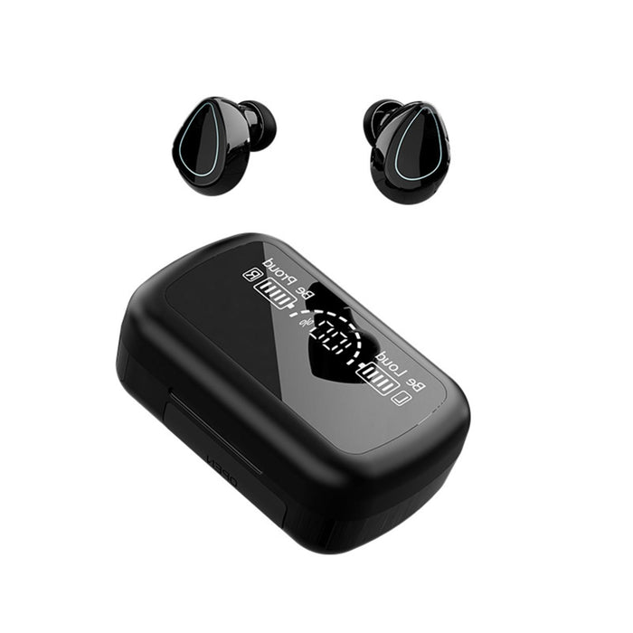 Sky10 Charging Bin Stereo Digital Display Mini Invisible Bluetooth Headset Black