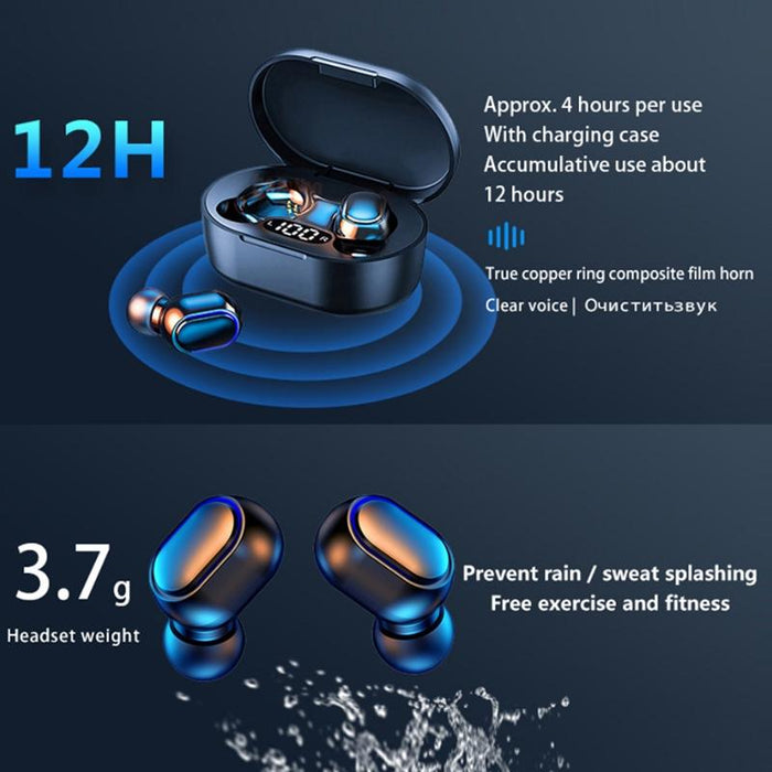 E7S Digital Sports Waterproof Tws Bluetooth 5.0 In-Ear Headphones