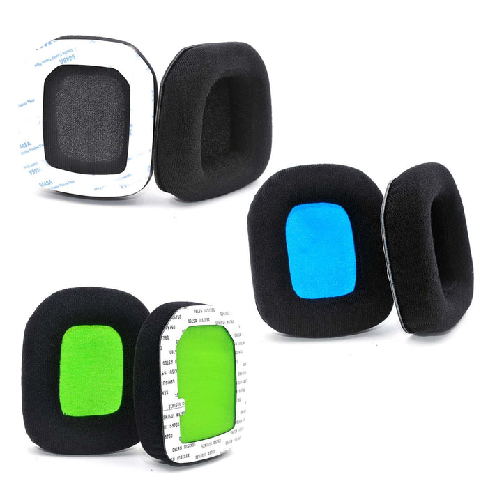 For Logitech Astro A20 2Pcs Fleece Memory Foam Headphone Covers Earmuffs Black Blue Net