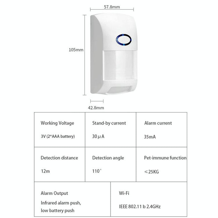 Tuya Smart App Wifi Infrared Alarm Smart Home Human Body Infrared Detector Pir