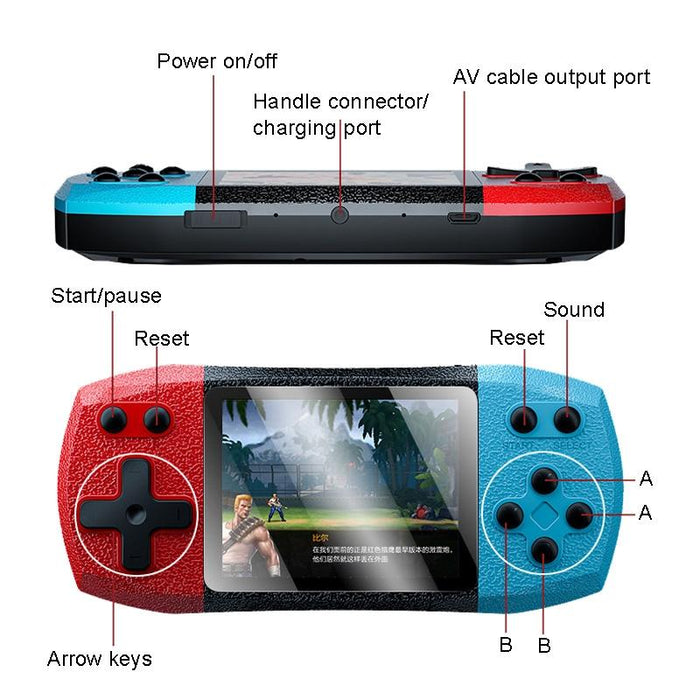 F1 3 Inch Horizontal Screen 620 In 1 Large Screen Pocket Console - Single Player Red Blue